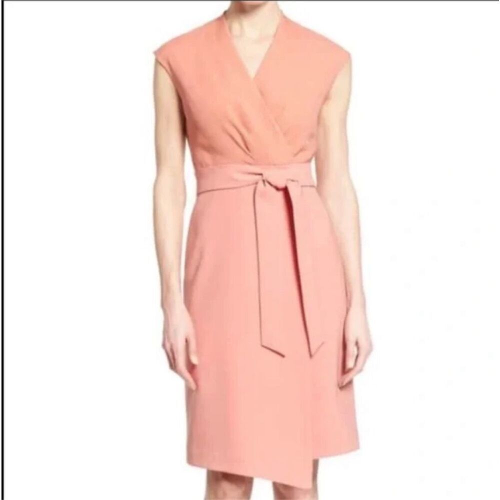 Lafayette 148 Grayson peachy pink belted sheath dress size 0